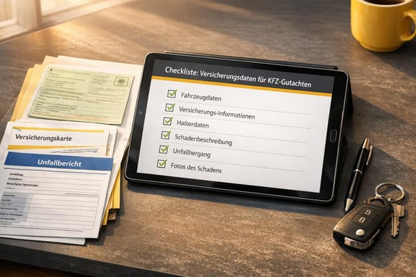 Checkliste: Versicherungsdaten für KFZ-Gutachten