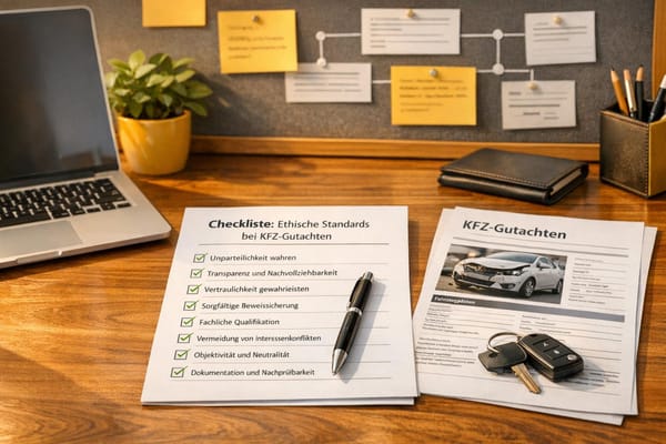 Checkliste: Einhaltung ethischer Standards bei KFZ-Gutachten