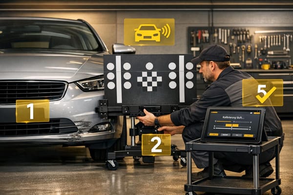 Schritte zur Kalibrierung von Radarsensoren nach einem Unfall